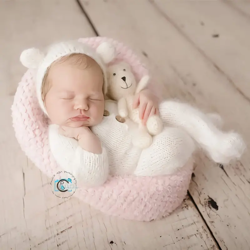 Fuzzy hat newborn photography props,handmade hairy bear bonnet for photography props