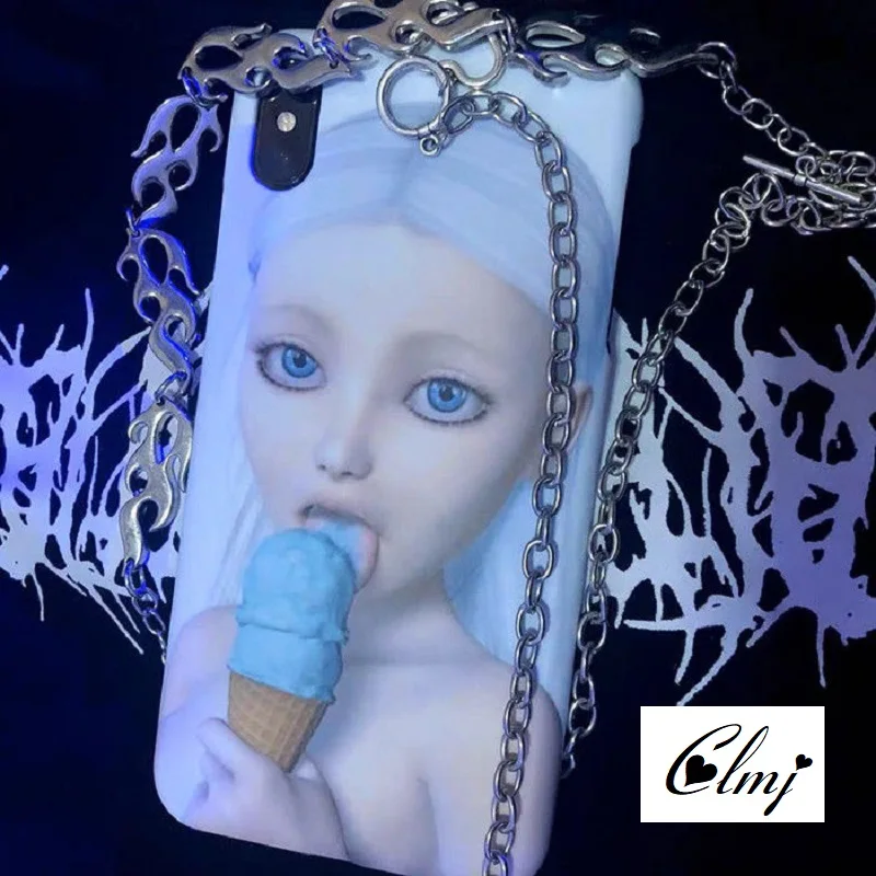 Clmj Cool Girl Punk Y2K iPhone 11 Case For iPhone 13 Mini 12 X XR 7 8 Plus XS Cute Girl Case For iPhone 14 Pro Max Ins Gift 2021 - náhled 5