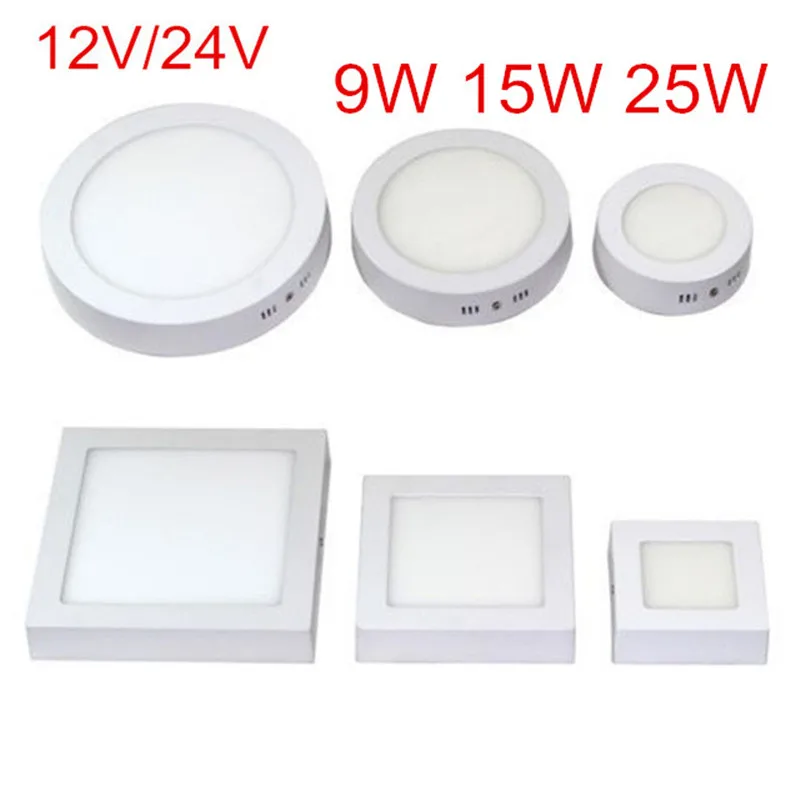 9W/15W/25W Round/Square Led Panel Light Surface Mounted Led ceiling Downlight AC/DC 12V/24V + LED Driver Free shipping