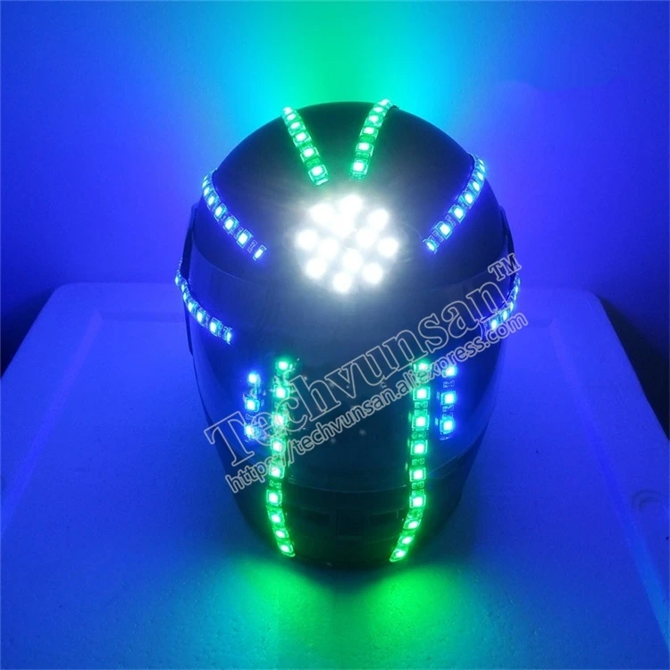 FREE shipping Led Blue green glow helmet Led performance mask Bar Nightclub Stage performance Robot laser dance props