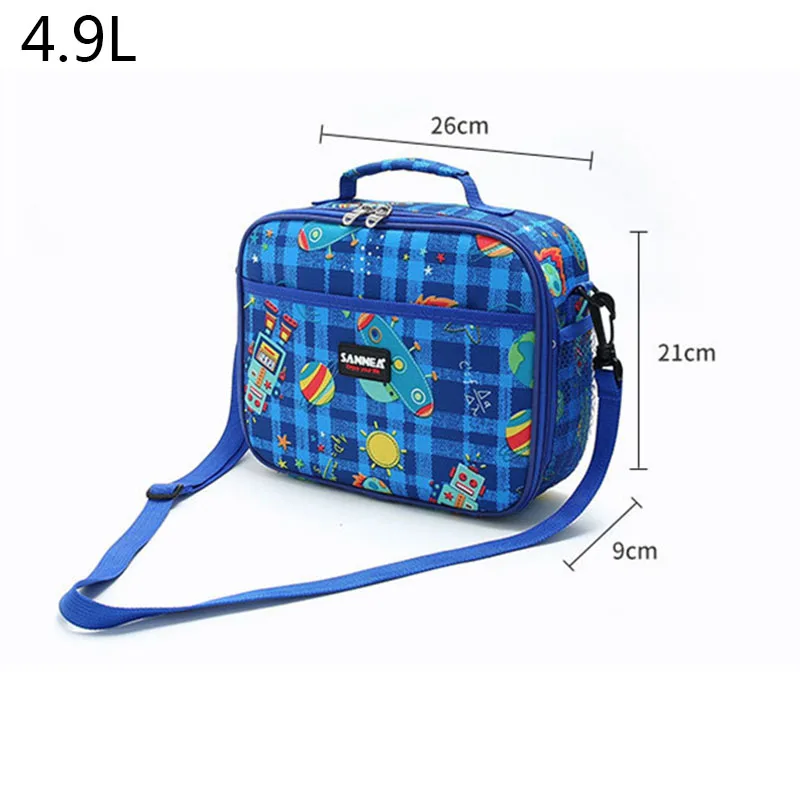 4.9L Kids Cartoon Lunch Bag Tote Thermal Food Bag Fresh Keeping Organizer Picnic Supplies Insulated Cooler Bags