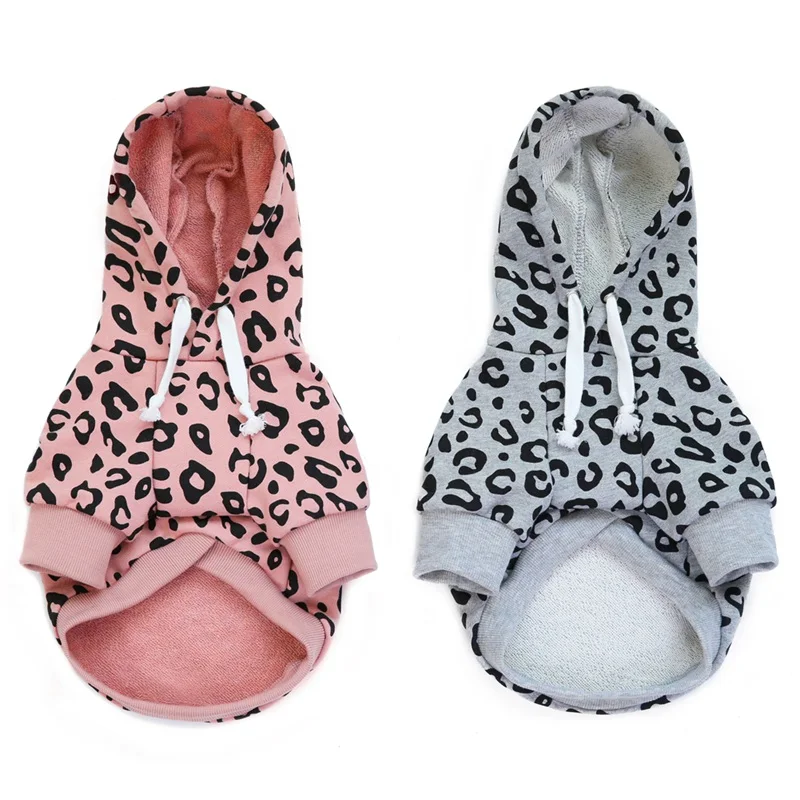 Dog Leopard Hooded Sweatshirt with Hat Dogs Clothes Lightweight Puppy Hoodie for Small Dog Cat Doggy Hoody Outfits Cat Apparel