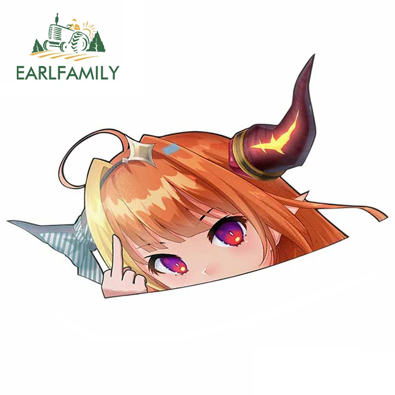 EARLFAMILY Kiryu Coco Hololive Peeker Car Sticker Big Head Anime Vinyl JDM Rear Windshield Trunk Decal Cartoon Car Styling