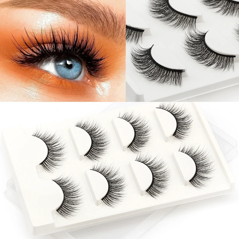 YSDO-Extensão dos Cílios Falsos, 3D Mink Lashes, Volume Suave, Natural, Longo, Faux Clis, Maquiagem, 3, 4 Pares