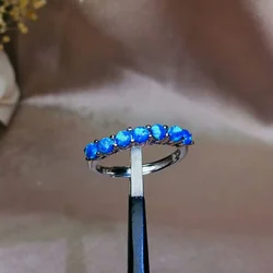 Natural Changing Colors Blue Opal Gemstone Fashion Ring for Women Real 925 Sterling Silver Charm Fine Jewelry