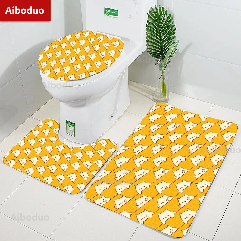 

Aiboduo Kawaii Cats Girly Home Decoration Non Slip 3pcs/set Cute Bathroom Pad Toilet Lid Cover Set Bath Mat Rug Bathroom Carpet