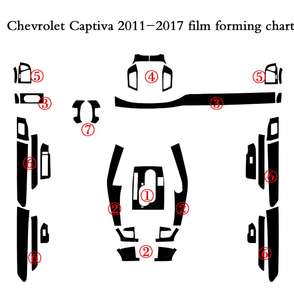 For Chevrolet Captiva 2012-2017 Interior Central Control Panel Door Handle Carbon Fiber Stickers Decals Car styling Accessorie