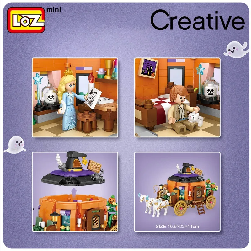 LOZ Pumpkin Carriage Building Blocks Small Particle Assembling Toy Assembly