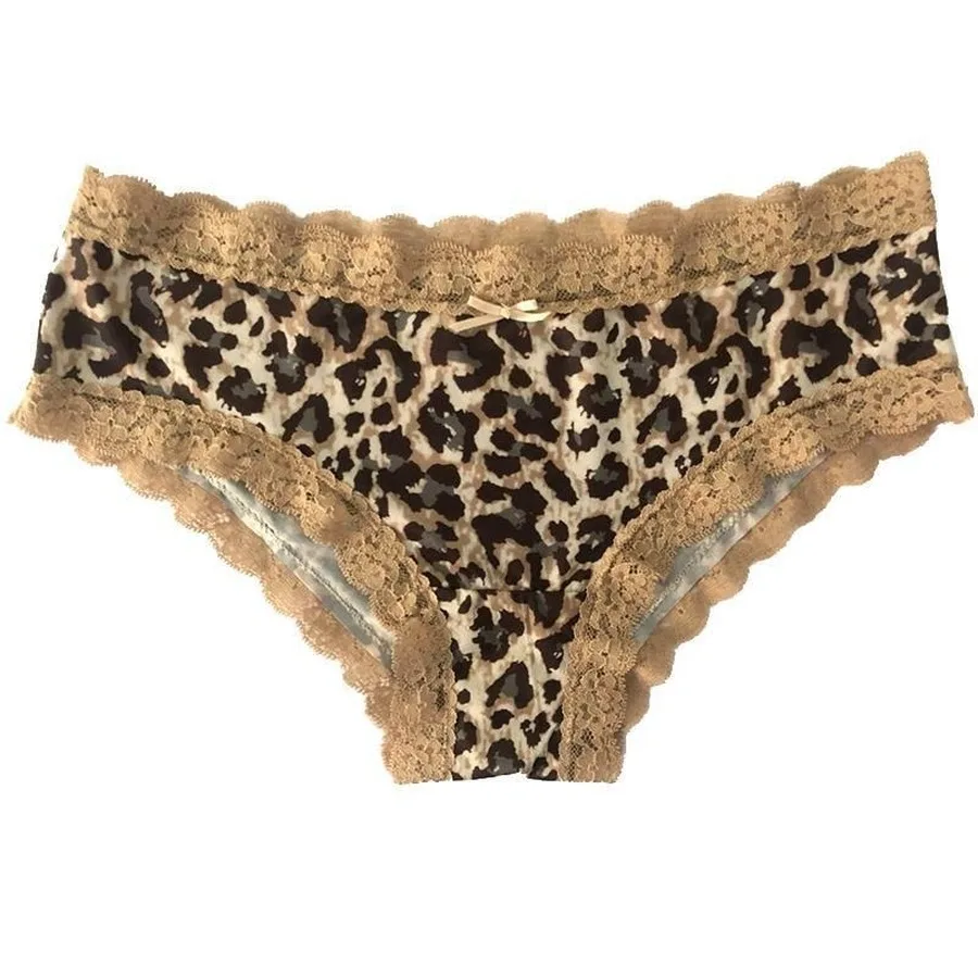 Sexy Hot Women Lace Leopard Print Panties Breathable Sport Underwear Underpants Seamless Lingerie Mid Waist Pants Tangas Female