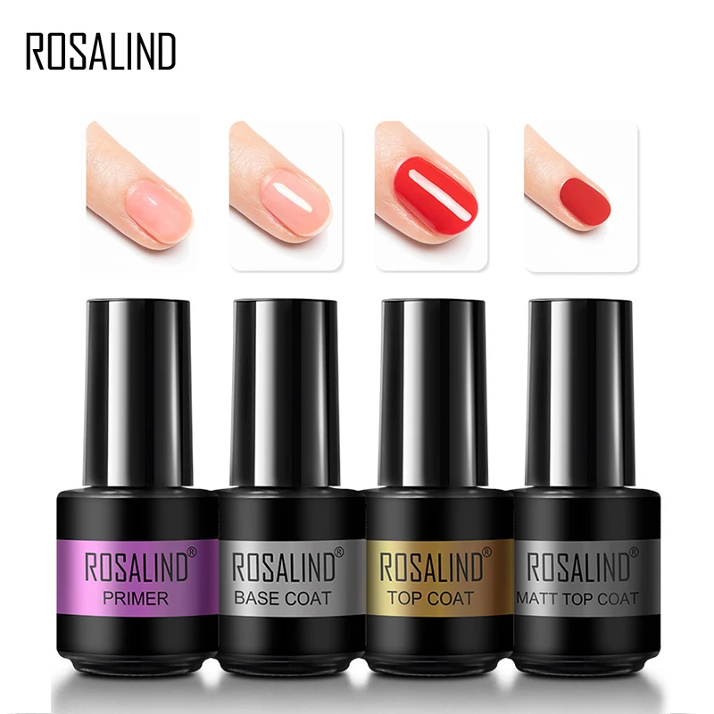 ROSALIND Top And Base Coat Gel Polish Primer Matt Nail Art Soak off Long Lasting Manicure Gel For Nails Semi Permanent Varnish