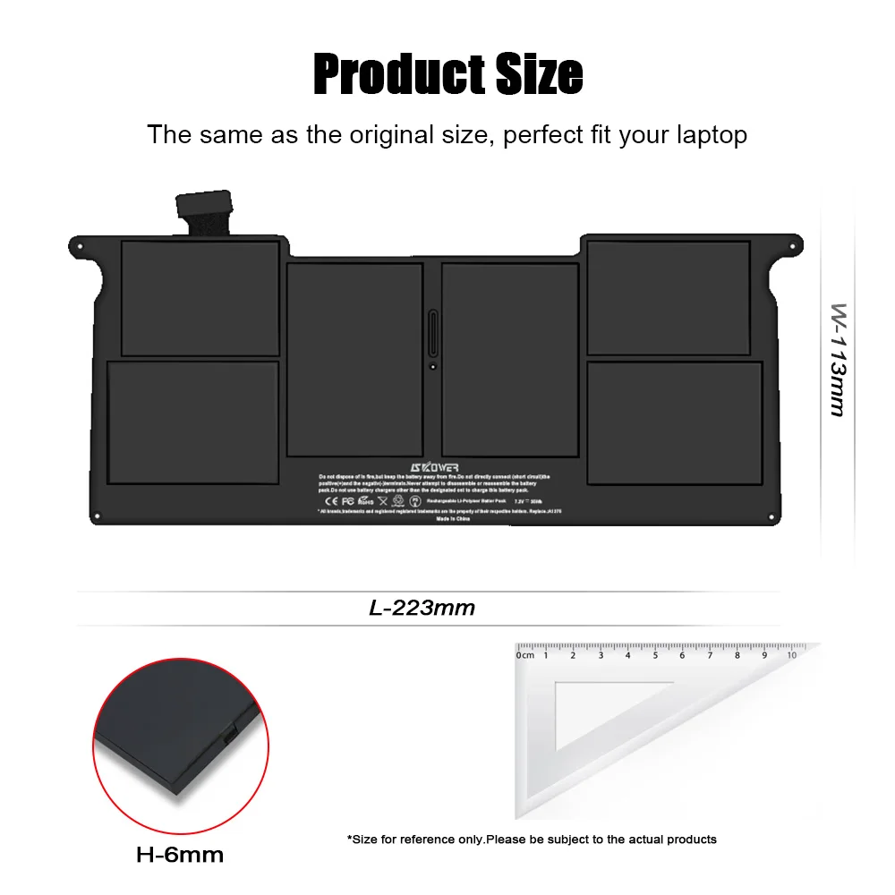 بطارية كمبيوتر محمول SKOWER A1375 لأجهزة Apple MacBook Air 11 بوصة A1370 (إصدار أواخر 2010 فقط) 7.3 فولت/35 وات في الساعة