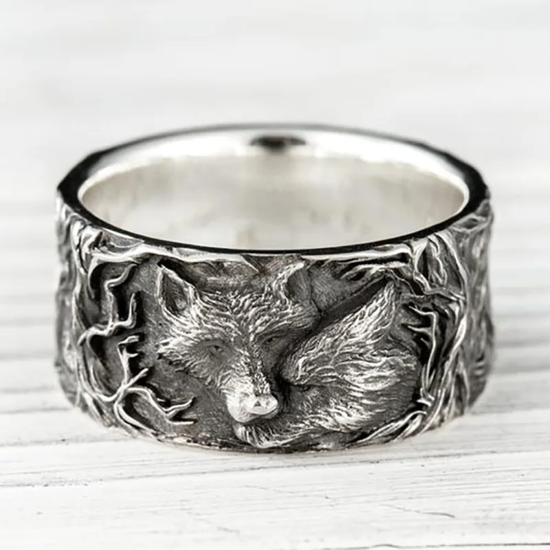 Fashion Hip Hop Rock Unisex Finger Ring Punk Gift  Wolf Rings for Men\'s Vintage Curled Wolf Ring  Animal Jewelry Rings