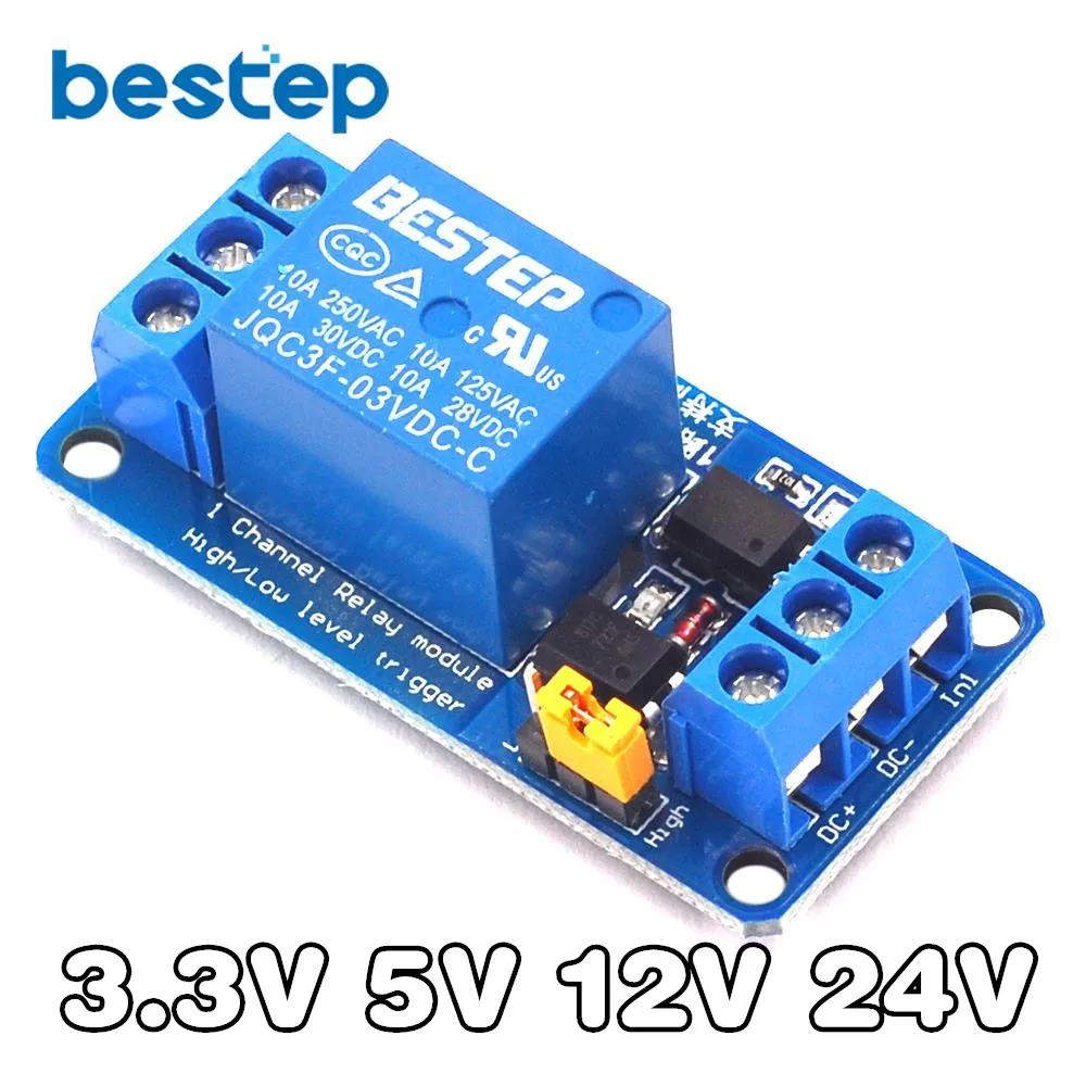 3.3V 5V 12V 24V 1 Channel Relay Module support High and Low Level with Optocoupler Relay Output 1 way Relay Module for Arduino