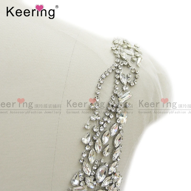 Imagem -04 - Hand-made Grande Silver Crystal Rhinestone Corpo Painel para Vestido de Noiva Wra802