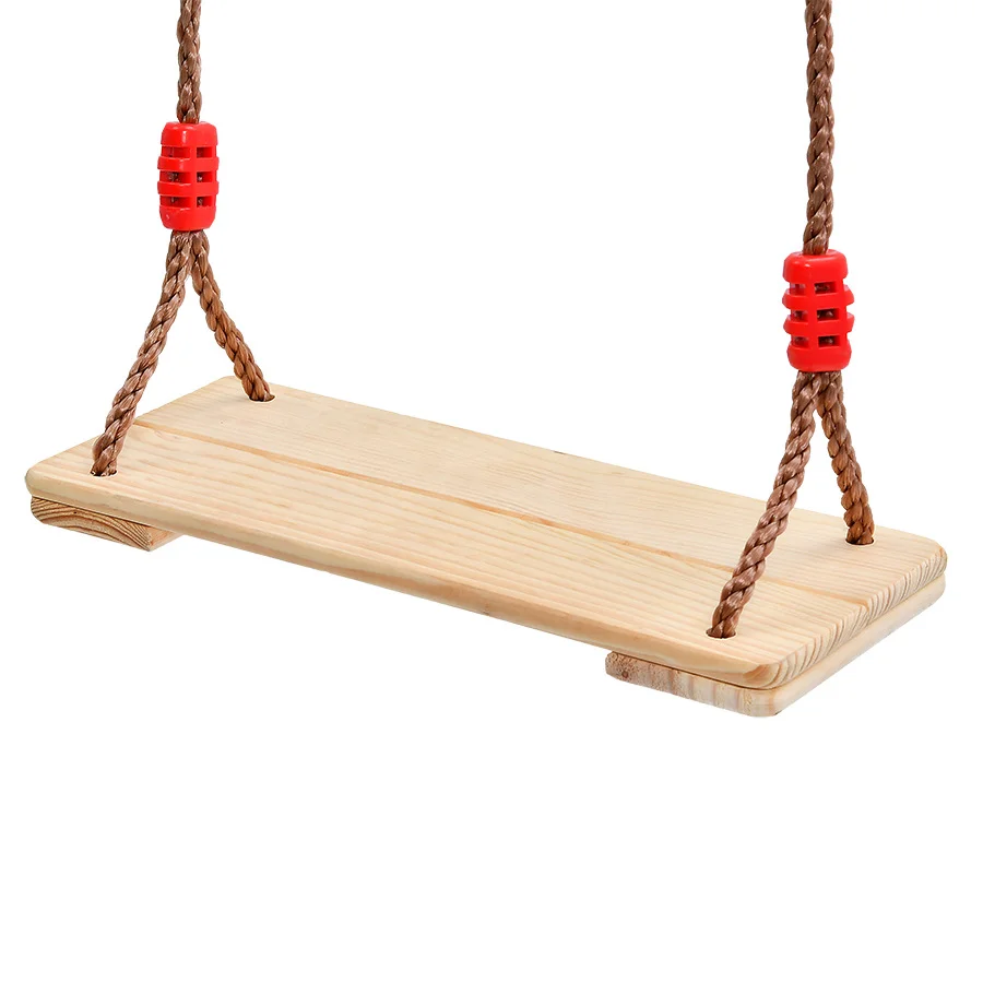 Children Garden Wooden Swing Children Wooden Swing Seat with Strong Swing Rope Height-adjustable Hanging Swing Kids Fitness Toys