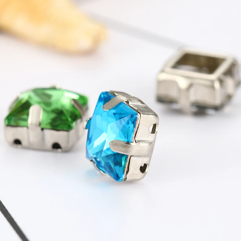 Astrobox Square With Claw Rhinestone Loose Beads Glass Crystal Rhinestone Used For Manual DIY Jewelry Making  Accessories