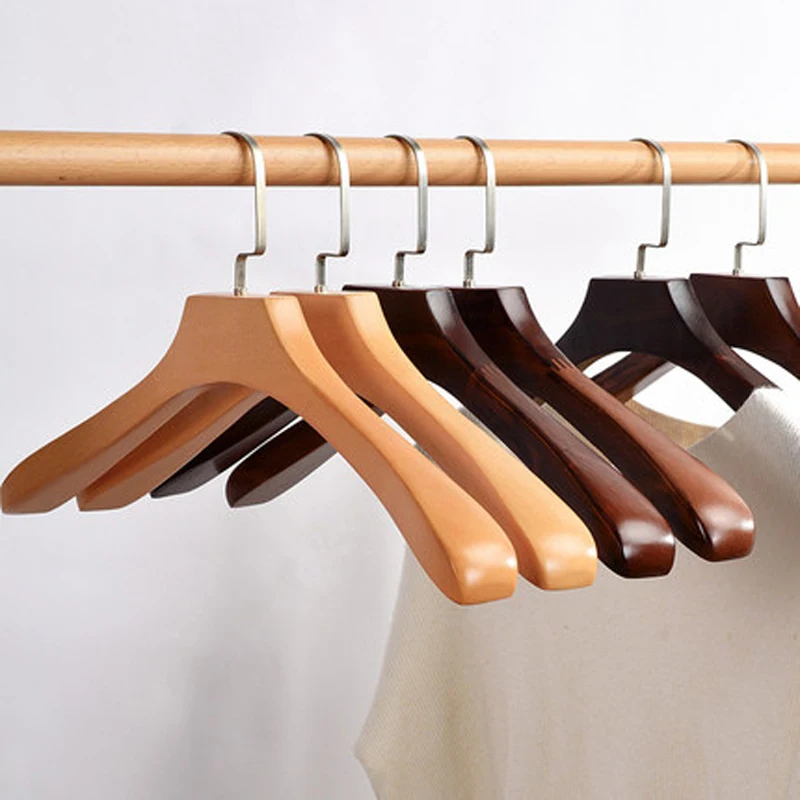 

5pcs/lot Solid Wood Coat Hangers for Adult Wide Shoulder Anti-skid Wooden Suits Hanger Strong Clothing Rack for Heavy Clothes