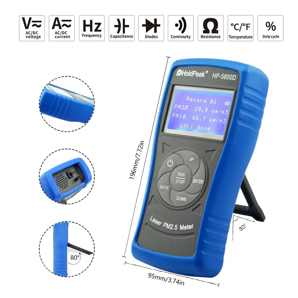 HoldPeak HP-5800D PM2.5 Detector PM10 Air Quality Monitor In Gas Analyzers High precision laser tester For Environmental