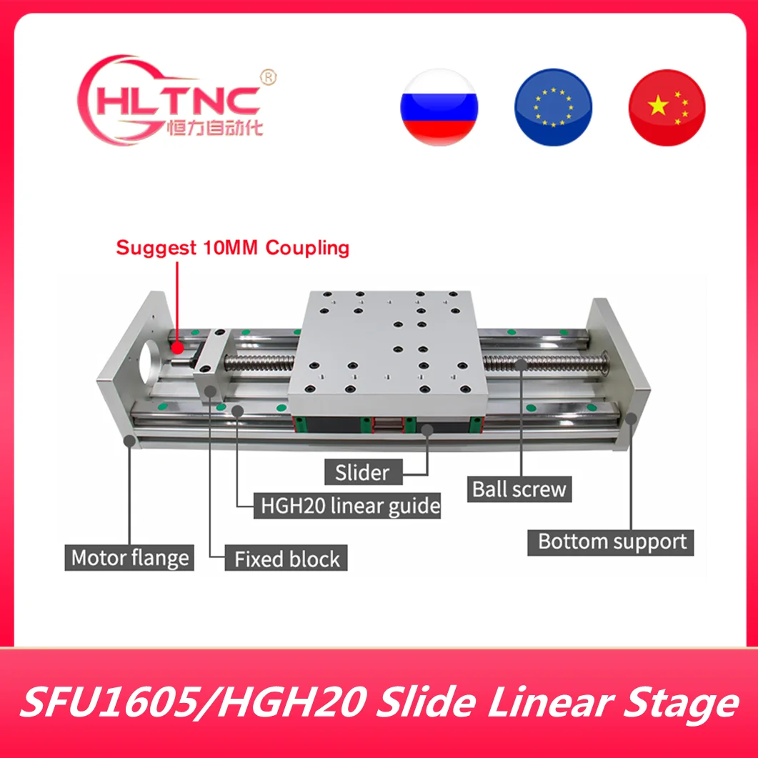 XYZ axis Slide Linear Stage SFU1605 Ball Screw+ HGH20 Linear Guide Suitable for Name23/34 stepper/Servo motor for CNC machine