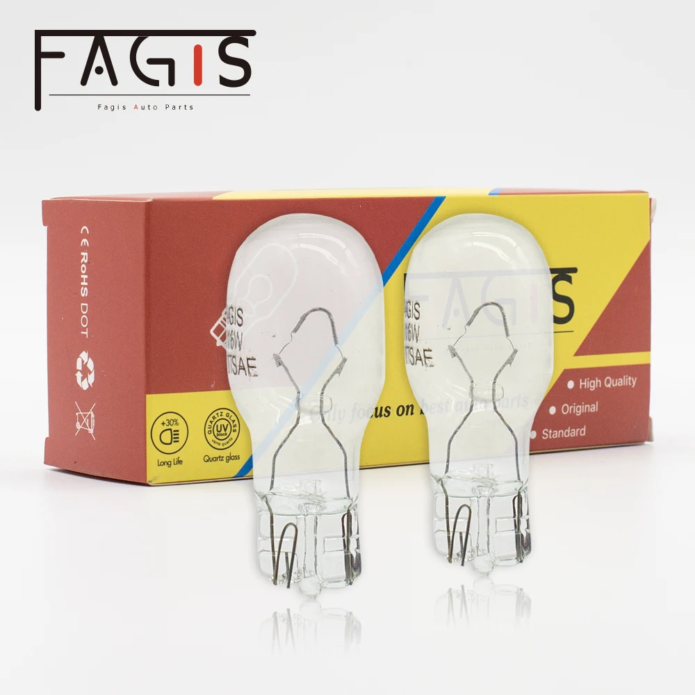 Fagis 10 stks Helder Glas Warm Wit T15 W16W Halogeenlamp 12 V 16 W Interieur Licht Klaring Licht halogeen Gloeilampen