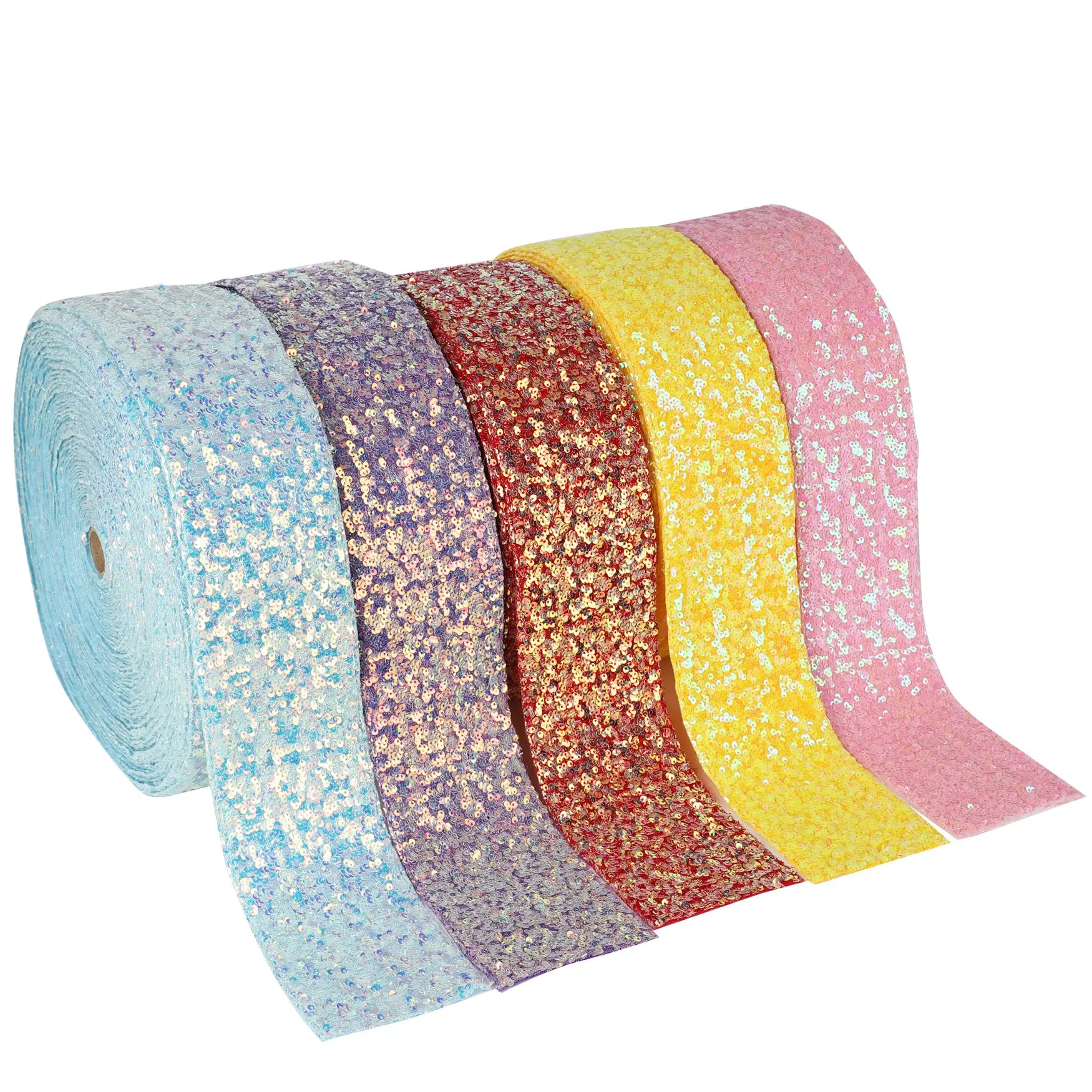 

HSDRIBBON 3 inch 75mm HSD-Genuine Series colorful Spring Summer Sequin Ribbon 25Yards/Roll