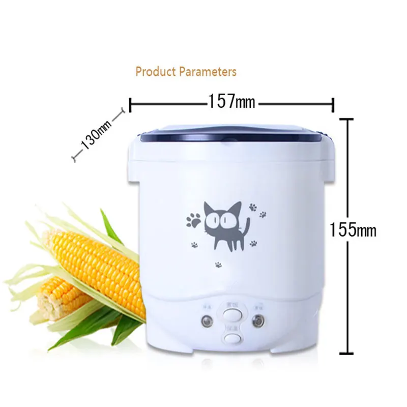 12V 24V Mini Rice Cooker Car Truck Soup Porridge Cooking Machine Food Steamer Heating Lunch Box Meal Heater Warmer 1L / 2L