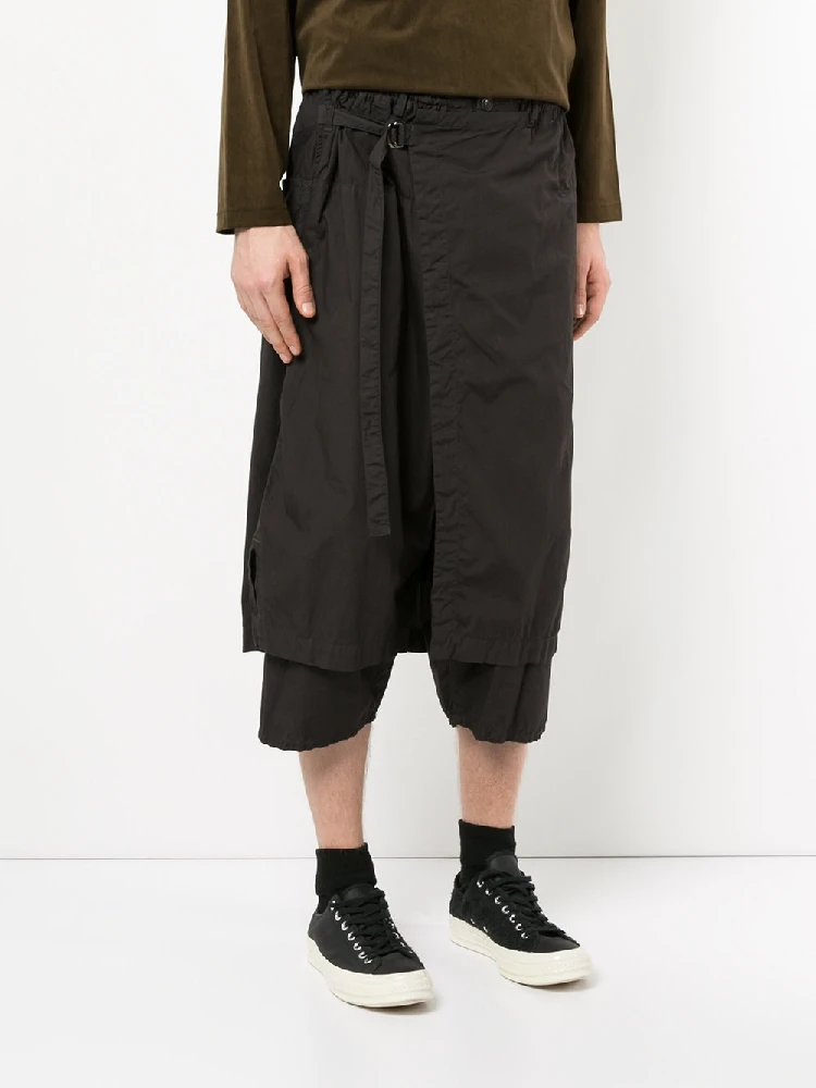 Men's new hair stylist fashion show autumn casual large size loose folding irregular skirt trousers wide leg trousers