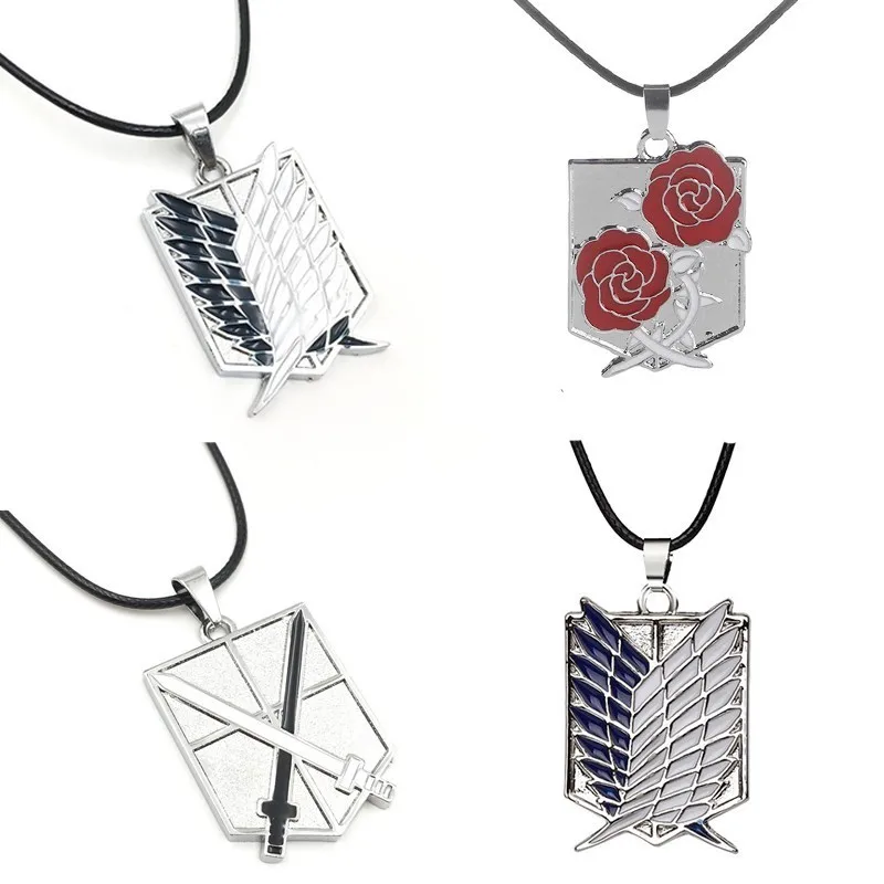 1Pc Anime Shingeki No Kyojin Attack On Titan Cosplay Jewelry Wings Of Liberty Sword Rose Alloy Pendant Necklace Gift For Men