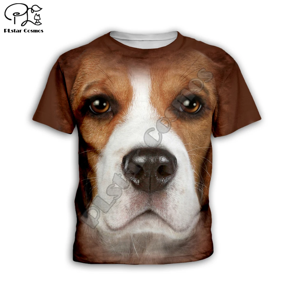 Camiseta de verano para niños, camiseta con estampado 3D de cara de perro de dibujos animados, ropa para niños, camisetas para bebés y niñas, camisetas de manga corta de mono