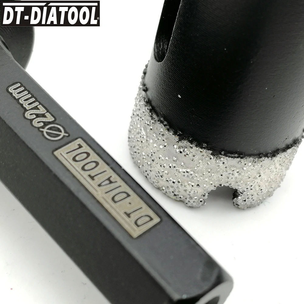 Tige hexagonale brasée sous vide, DT-DIATOOL Dia 22mm, noyau de forage en diamant, granit marbre, scie à trous en céramique, carrelage à sec