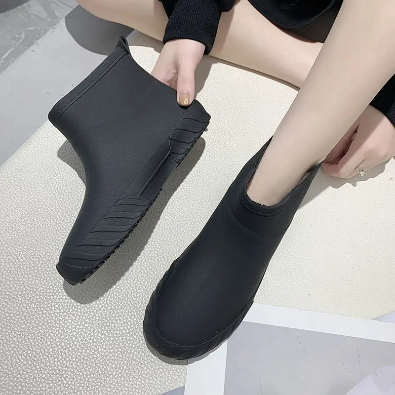 Botas de chuva femininas estilo japonês, bota de borracha do tornozelo, sapatos para cozinha antiderrapante, plataforma de compras marca, galochas, dropship