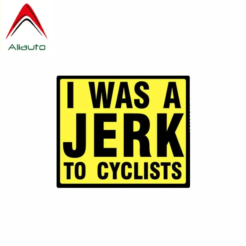 Aliauto Funny Car Sticker I Was A Jerk To Cyclists Warning  Accessories PVC Decal for Mercedes Honda Toyota Volkswagen 13cm*10cm