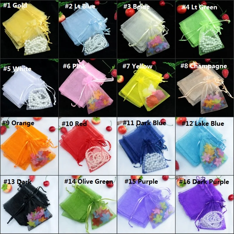 

100pcs Random Mixed Color 17*23cm Perfume Bag Organza Bags Real Flower Wedding Home Dehumidifying Yarn Bag Jewelry Display