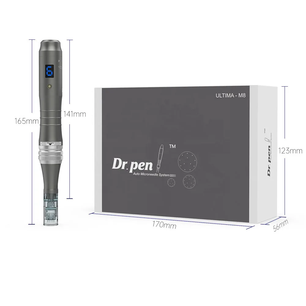 Hot Selling Ultima M8 Wireless Derma Pen 3 Slot Mikron adels tift 6-Gang Dr. Pen mit 20 stücke Mikron adel patronen für die Hautpflege