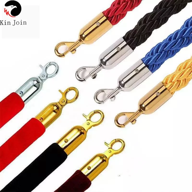 High Quality 1.5m Long KINJOIN Rope Flannel Sling Twisted Lining Barrier For Welcoming Queuing Columns, Pole Fences, Stands