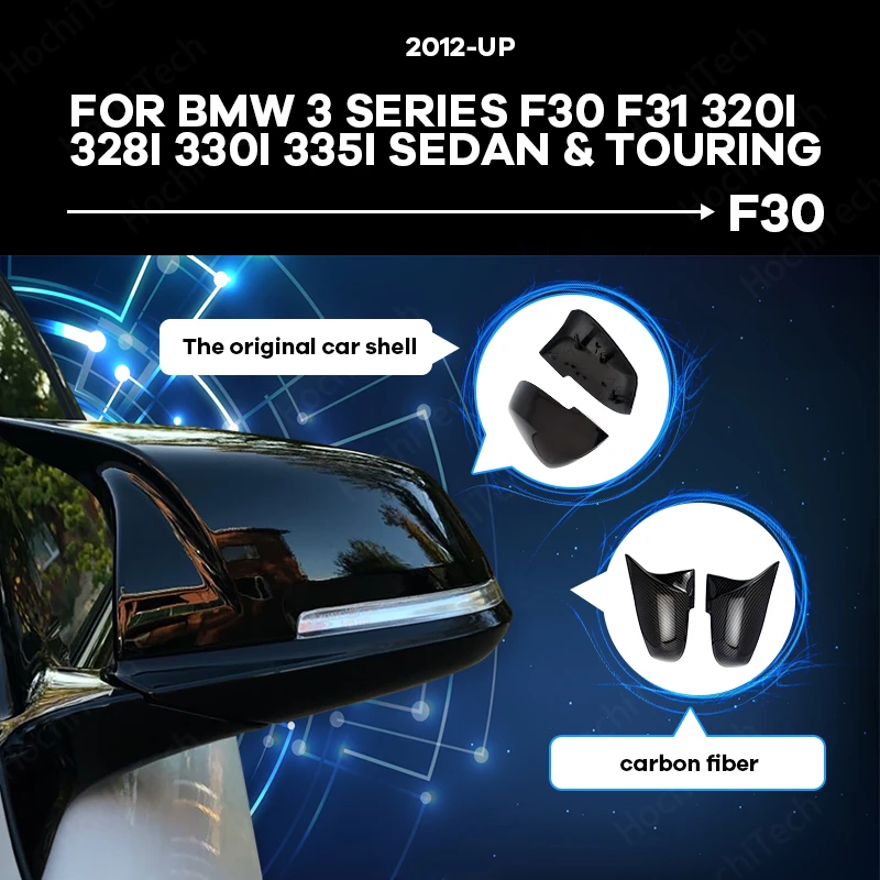 

Gloss Black Side Wing Rear View Caps Replacement Rearview Mirror Cover M4 Style For BMW 3 Series F30 F31 2012 2014 2015-2018