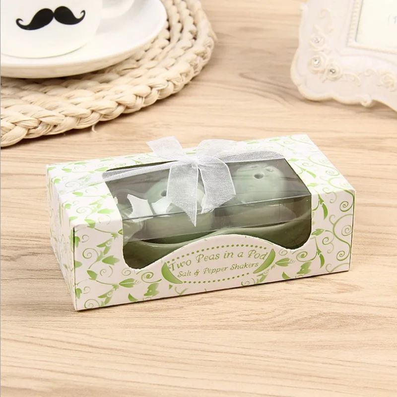 6SETS Exquisite Ceramic Two Peas in a Pod Salt&Pepper Shakers Wedding Favors Kitchen Party Giveaways