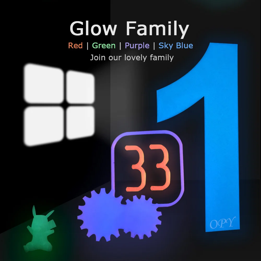 Pla Glow In The Dark Filament 1.75 Mm Green 3D Printing 1Kg 10M 100G Materials Red Sky Blue Purple Coil