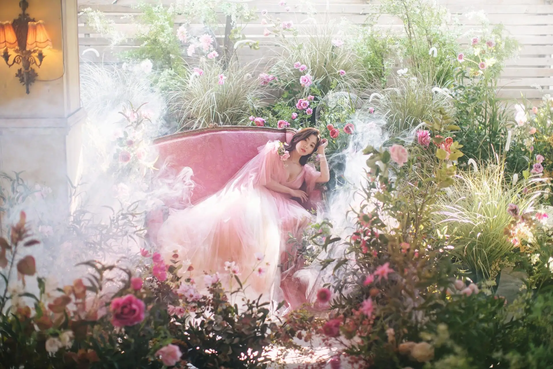 Vestido de fiesta rosa con cuello en V para bebé, vestido de novia de tul en capas, longitud hasta el suelo, de noche, lazo atado con correa ajustable