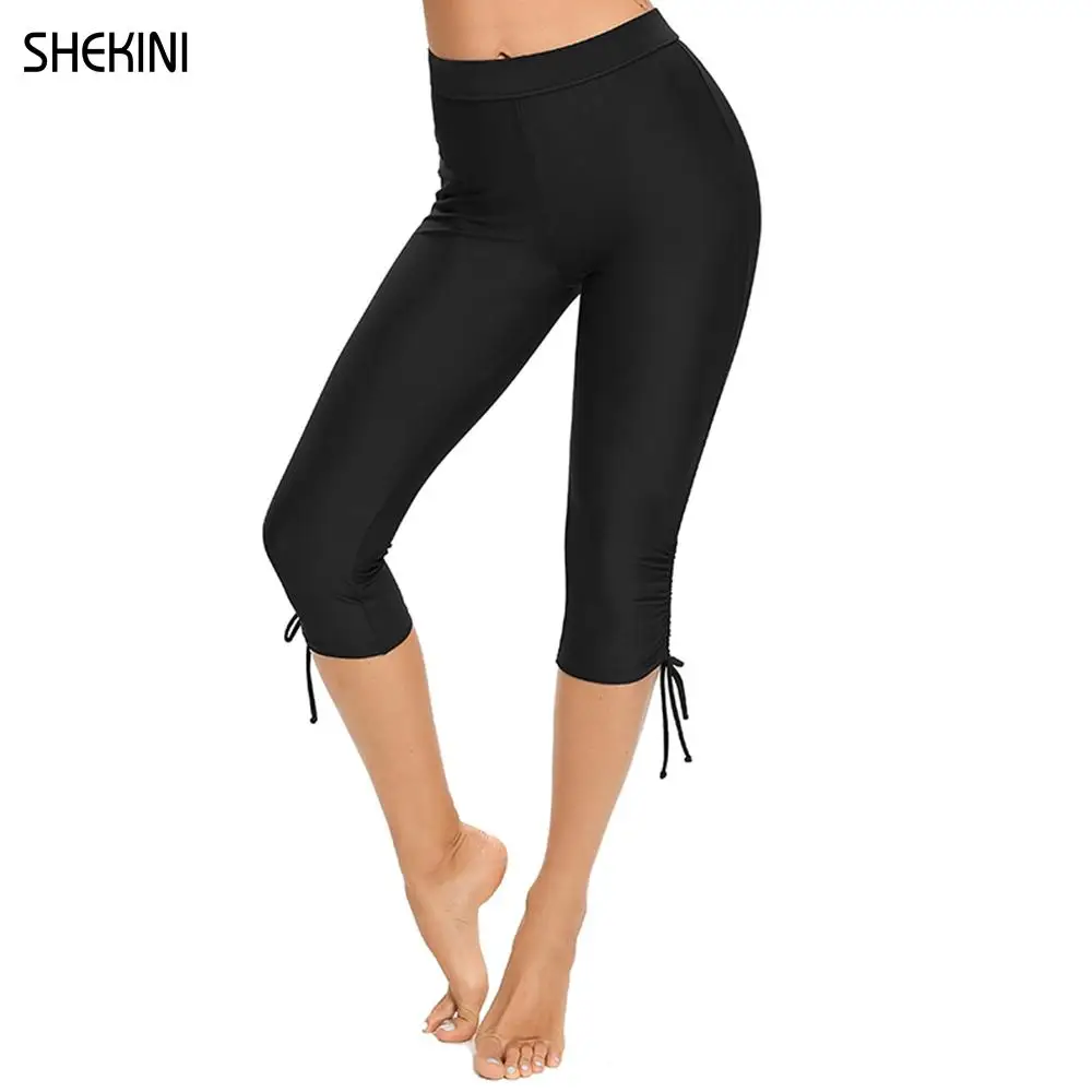

SHEKINI Womens Beach Shorts High Waist Surfing Swimwear Shorts Stretch Bikini Short Yoga Pants Push Up Leggings Gym Clothing