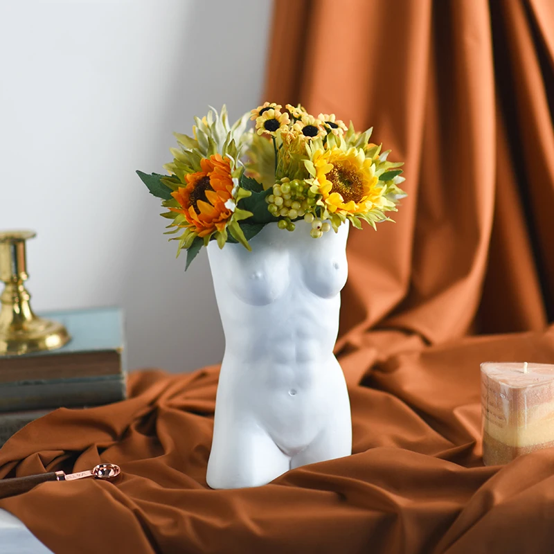 

Nordic Creative Body Art Vase Ceramic Decoration Art Home Livingroom Flower Arrangement Ornaments Office Hotel Figurines Crafts