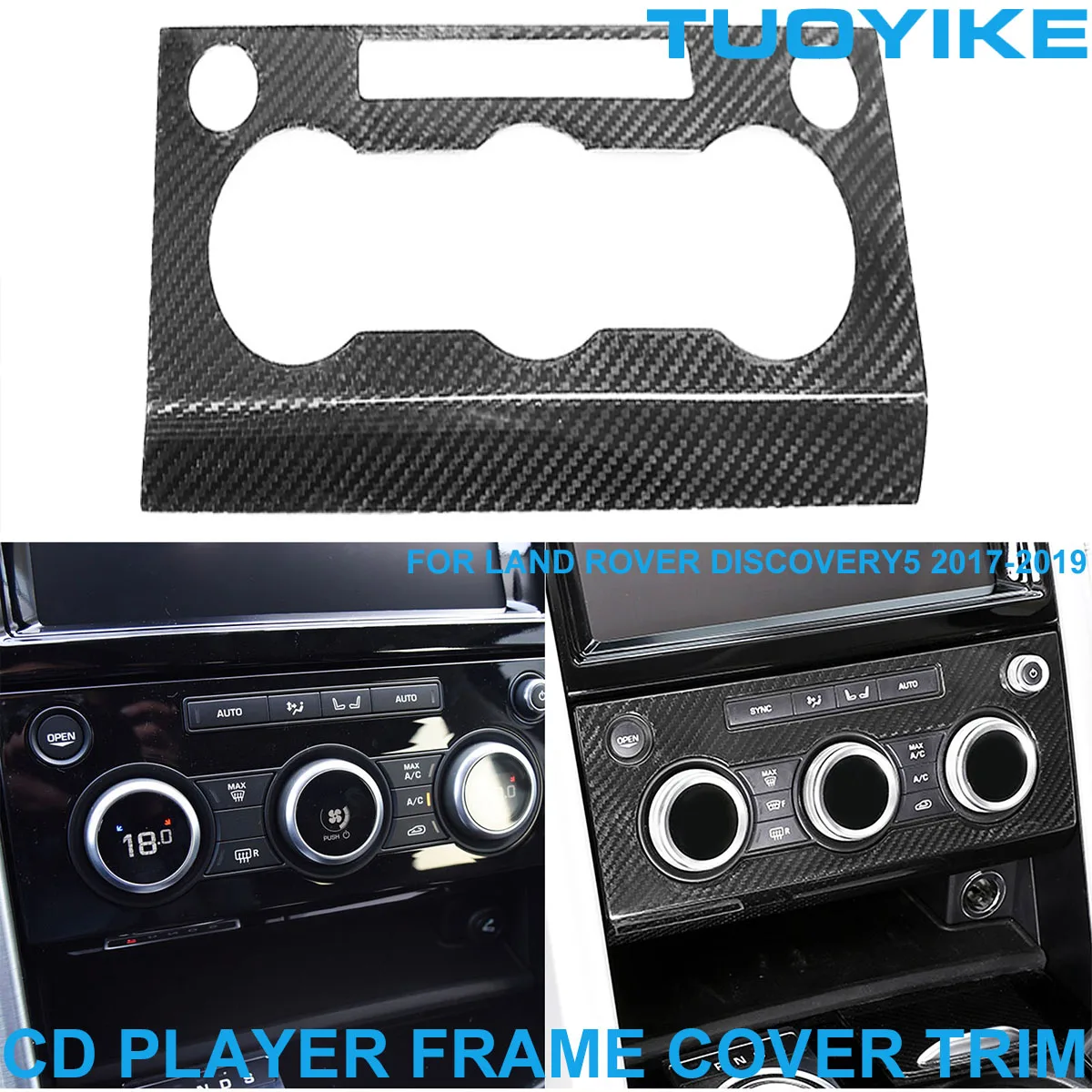 

LHD RHD Car Styling Carbon Fiber Console CD Player Volume Panel Cover Trim Decorative Sticker For Land Rover Discovery5 2017-19