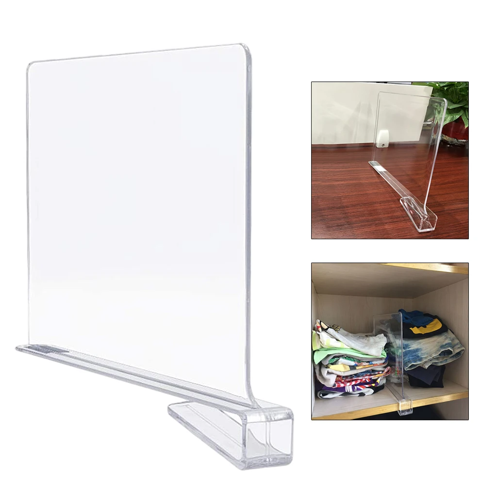 Multipurpose Transparent No-Slip Acrylic Shelf Dividers Closet Storage Divider for Storage Organization Kitchen Office