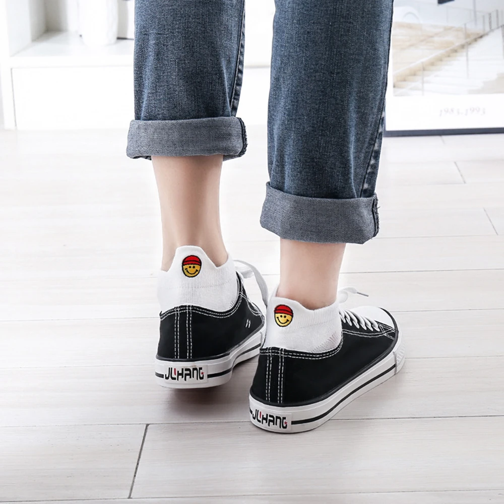 10 Pairs Pack Men\'s Male Embroidered Cartoon Expression Cotton Short Ankle Socks Set Funny Happy Kawaii Couple Socks Calcetines