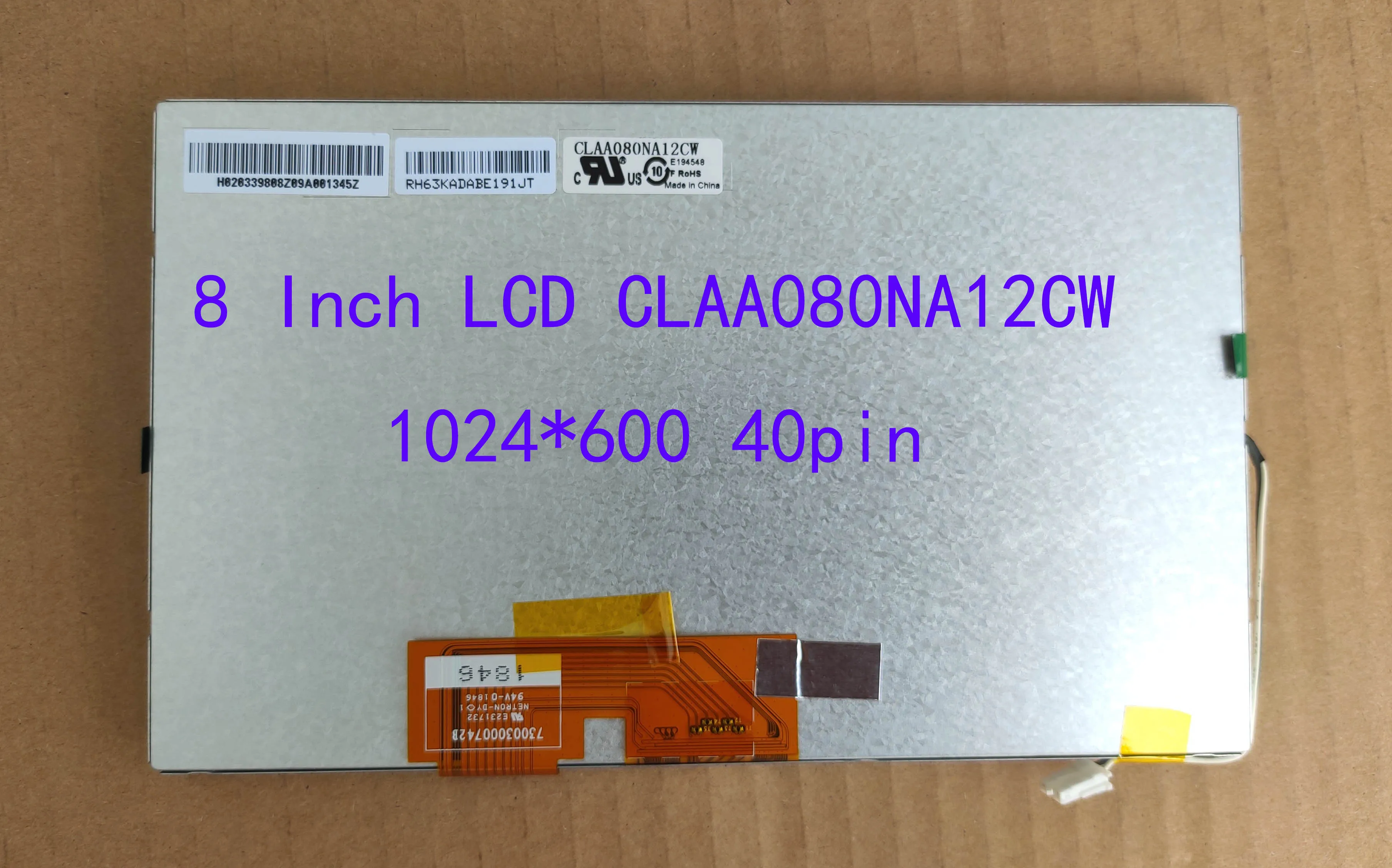 8 inch Car Navigation Universal  LCD 40pin 1024*600 NEW Original CLAA080NA12CW Compatible With HSD080IFW1 193*117mm Sensor Touch