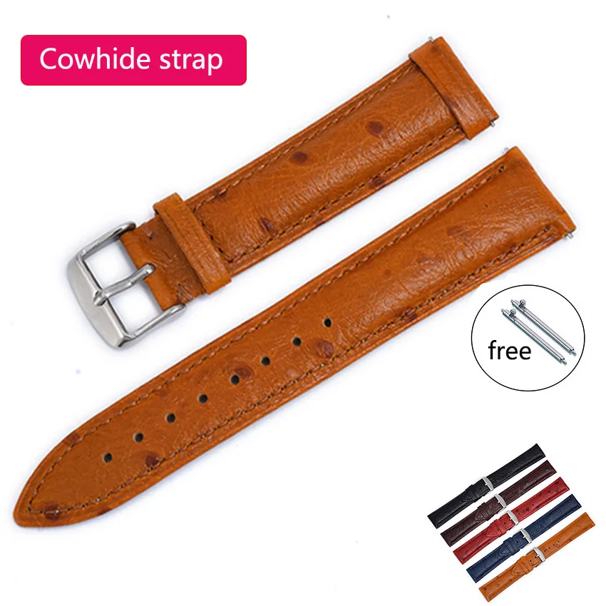 18MM 19 20 21 22MM Straps Quick Relase Band For Samsung Watch S4 S3 Strap For Huawei Watch gt2 ostrich patter Cowhide Wristband