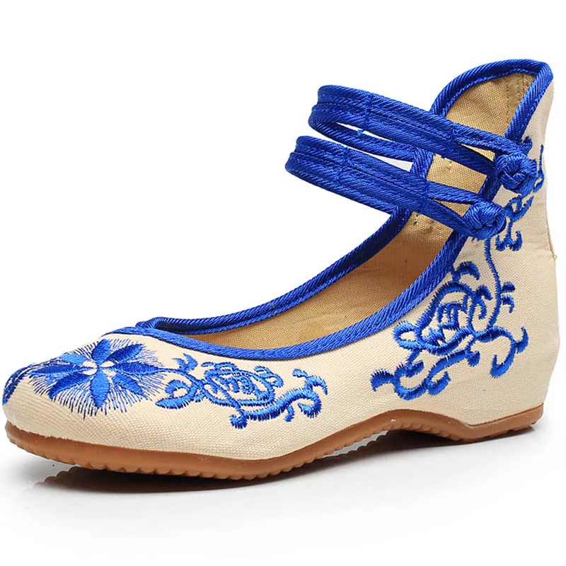 Sun flower cloth shoes national style blue-and-white porcelain embroidery increase the ancient style Hanfu with shoes   WSH2291