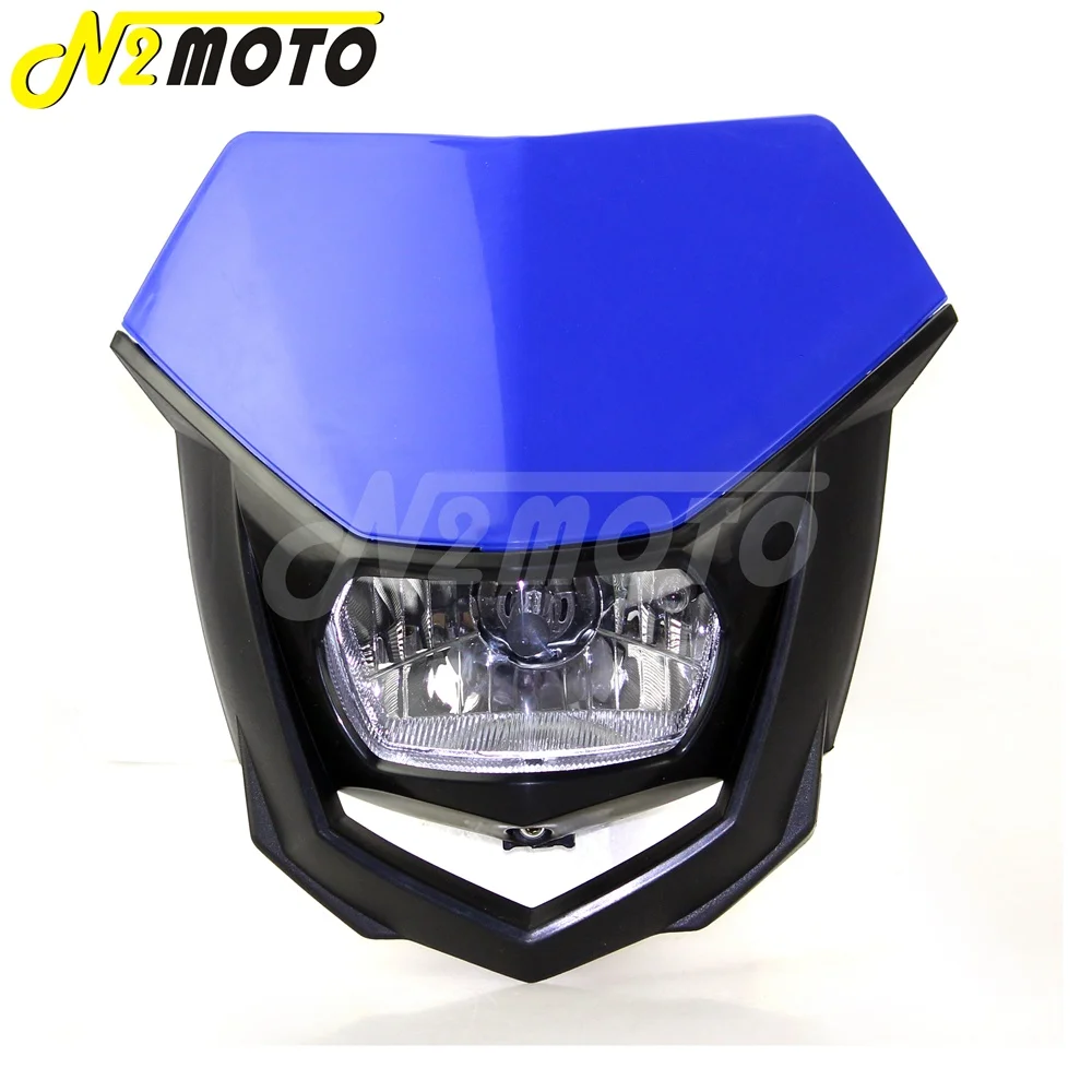 Motorcycles Dirt Bike Dual Sport Enduro Motocross Headlight Fairing For Yamaha YZ XT WR TTR TT Blue Headlamp 12V 35W