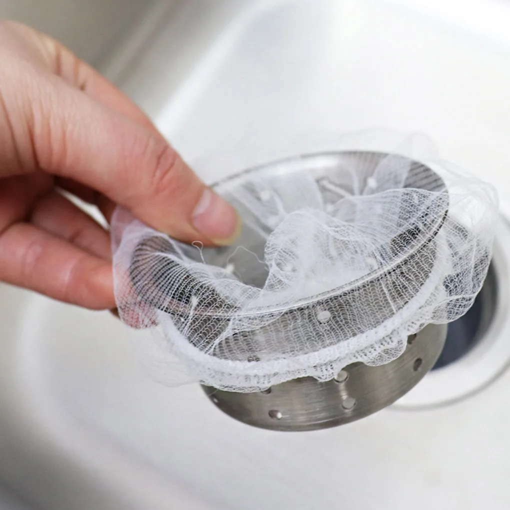 Hot! 30PCS/100PCS Disposable Kitchen Sink Strainer Bag Shower Sink Hair Rubbish Storage Mesh Bag Strainer Filter Bags