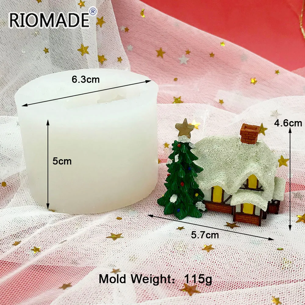 Christmas Silicone Mold Sled Tree Santa Claus Gifts Snow House Model Mousse Chocolate Sugar Cupcake Baking Fondant Cake Tools